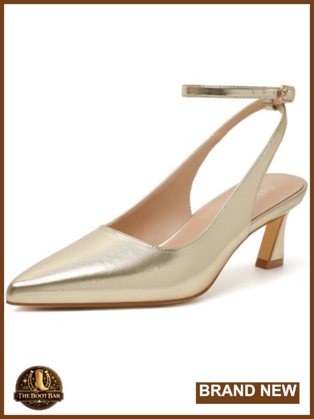Kitten Heel Slingback Pointed Toe Dressy Pump Adjustable Buckle Ankle Strap